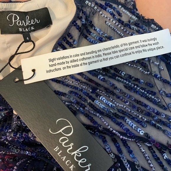 NWT Parker Petra Blue Beaded Mini Dress Size 4 - Picture 7 of 11